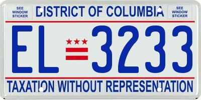 DC license plate EL3233