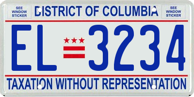 DC license plate EL3234