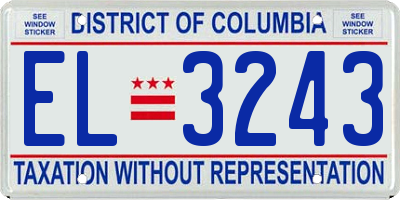 DC license plate EL3243