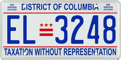 DC license plate EL3248