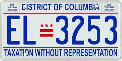DC license plate EL3253