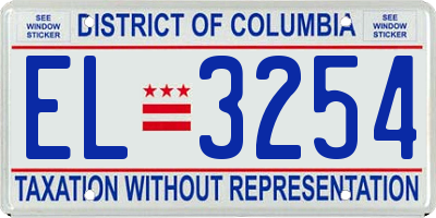 DC license plate EL3254
