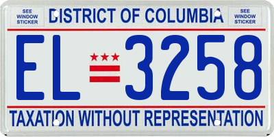 DC license plate EL3258