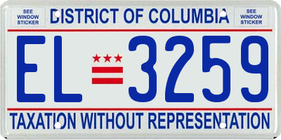 DC license plate EL3259