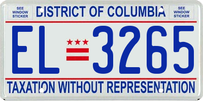 DC license plate EL3265