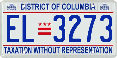 DC license plate EL3273