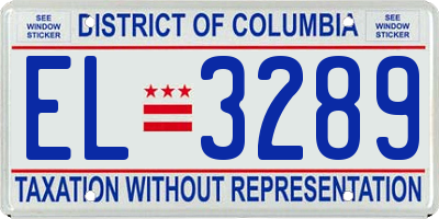 DC license plate EL3289