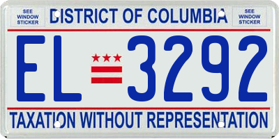 DC license plate EL3292