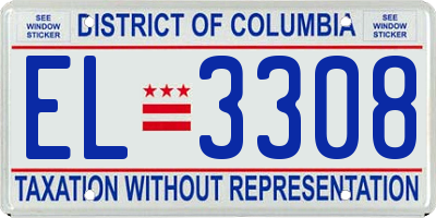 DC license plate EL3308
