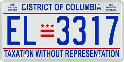 DC license plate EL3317