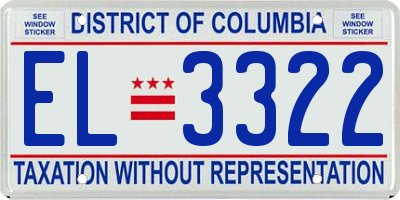 DC license plate EL3322