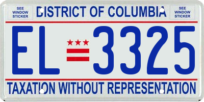 DC license plate EL3325