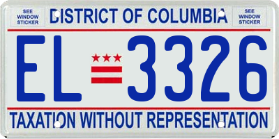 DC license plate EL3326