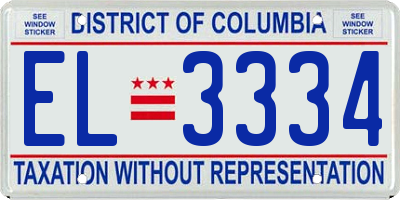 DC license plate EL3334