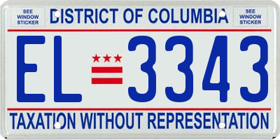 DC license plate EL3343