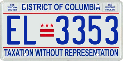 DC license plate EL3353