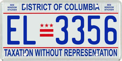 DC license plate EL3356