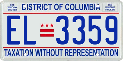 DC license plate EL3359