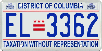 DC license plate EL3362