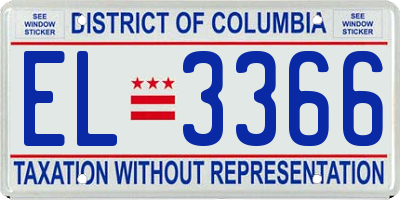 DC license plate EL3366