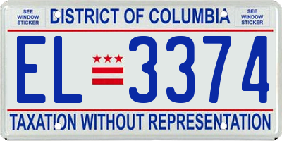 DC license plate EL3374