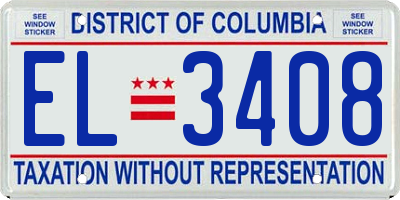 DC license plate EL3408