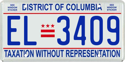 DC license plate EL3409