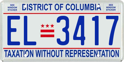 DC license plate EL3417