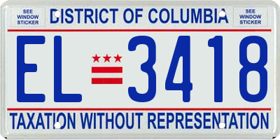 DC license plate EL3418