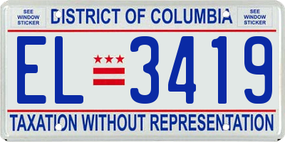 DC license plate EL3419