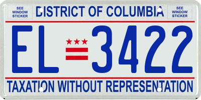 DC license plate EL3422