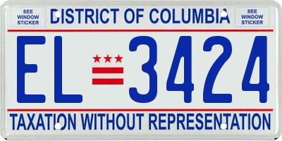 DC license plate EL3424