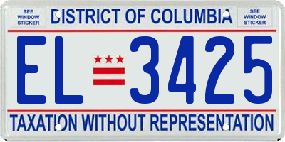 DC license plate EL3425