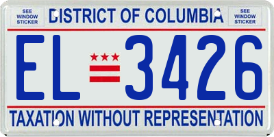 DC license plate EL3426