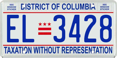 DC license plate EL3428