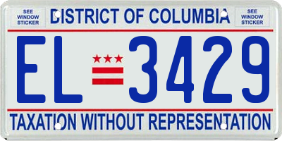DC license plate EL3429