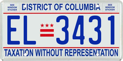 DC license plate EL3431