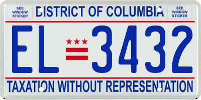 DC license plate EL3432