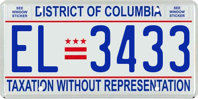 DC license plate EL3433