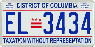 DC license plate EL3434