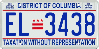 DC license plate EL3438
