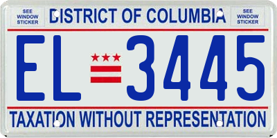 DC license plate EL3445