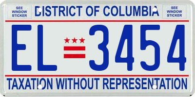 DC license plate EL3454