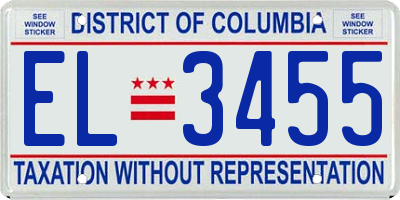 DC license plate EL3455
