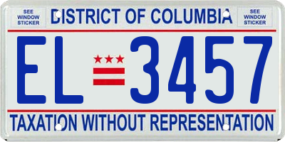 DC license plate EL3457