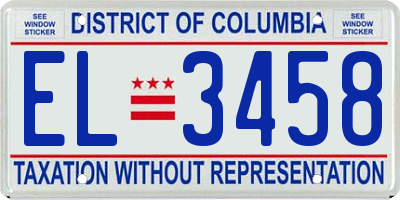 DC license plate EL3458