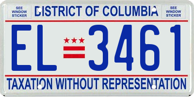 DC license plate EL3461