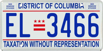 DC license plate EL3466