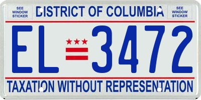 DC license plate EL3472