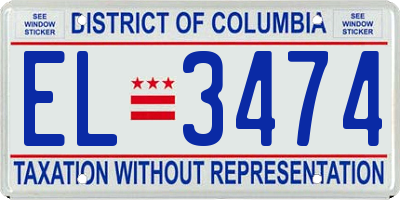 DC license plate EL3474